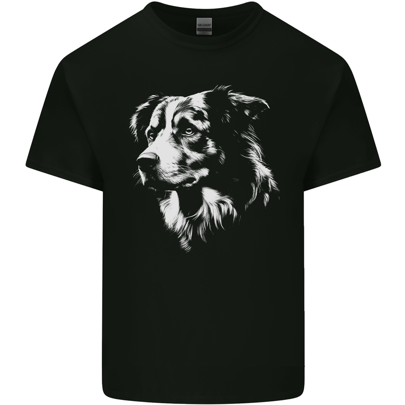 Australian Shepherd Dog Sheepdog Mens Cotton T-Shirt Tee Top Black