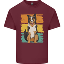 Australian Shepherd Dog Sheepdog Mens Cotton T-Shirt Tee Top Maroon