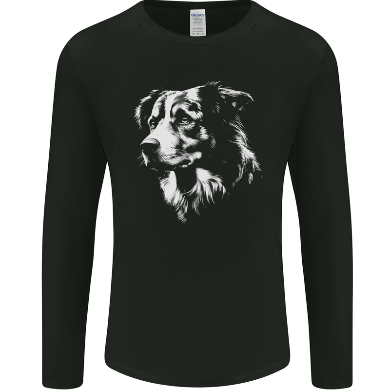 Australian Shepherd Dog Sheepdog Mens Long Sleeve T-Shirt Black