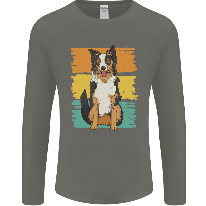 Australian Shepherd Dog Sheepdog Mens Long Sleeve T-Shirt Charcoal