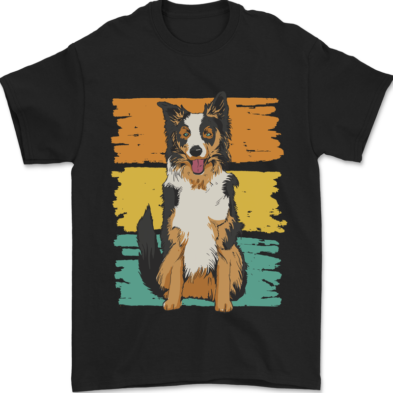 Australian Shepherd Dog Sheepdog Mens T-Shirt 100% Cotton Black