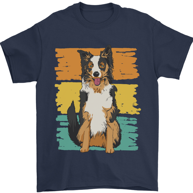 Australian Shepherd Dog Sheepdog Mens T-Shirt 100% Cotton Navy Blue