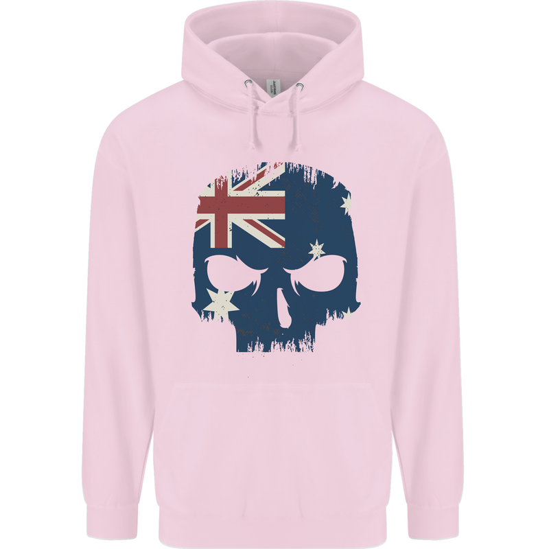 Australian Skull Australia Gym Biker Flag Childrens Kids Hoodie Light Pink