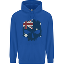 Australian Skull Australia Gym Biker Flag Childrens Kids Hoodie Royal Blue