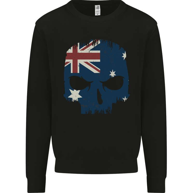 Australian Skull Australia Gym Biker Flag Mens Sweatshirt Jumper Black