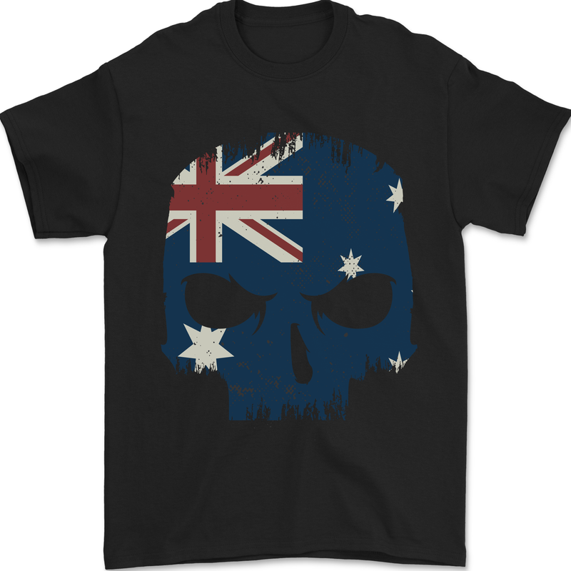 Australian Skull Australia Gym Biker Flag Mens T-Shirt 100% Cotton Black