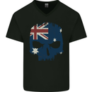 Australian Skull Australia Gym Biker Flag Mens V-Neck Cotton T-Shirt Black