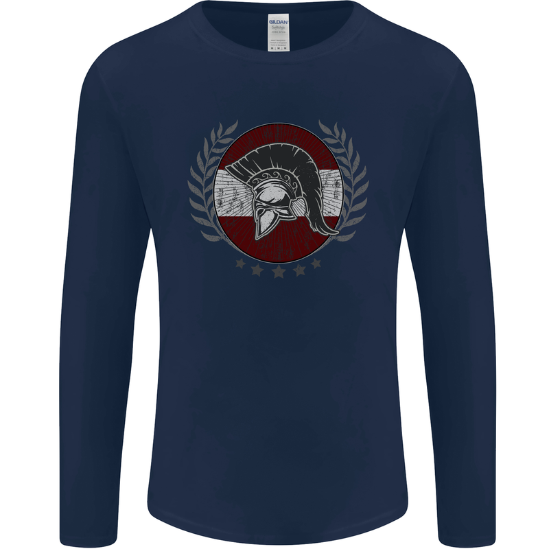 Austria Bodybuilding Flag Gym Training Austrian Mens Long Sleeve T-Shirt Navy Blue