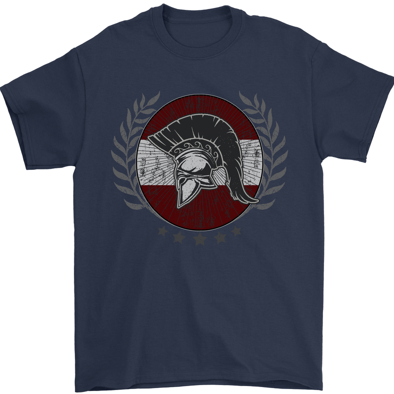Austria Bodybuilding Flag Gym Training Austrian Mens T-Shirt 100% Cotton Navy Blue