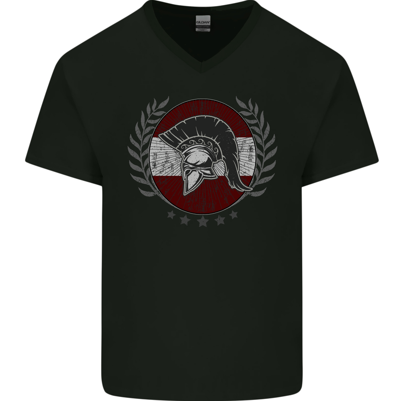 Austria Bodybuilding Flag Gym Training Austrian Mens V-Neck Cotton T-Shirt Black