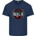 Austria Bodybuilding Flag Gym Training Austrian Mens V-Neck Cotton T-Shirt Navy Blue