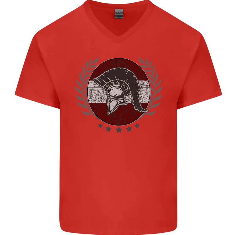 Austria Bodybuilding Flag Gym Training Austrian Mens V-Neck Cotton T-Shirt Red