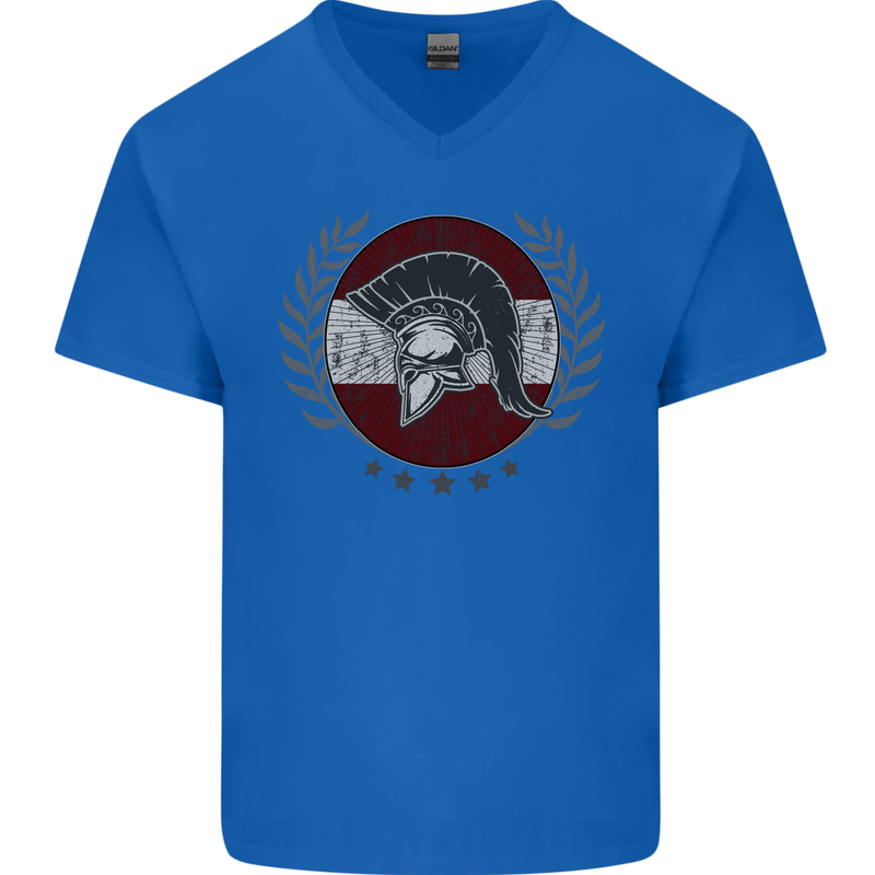 Austria Bodybuilding Flag Gym Training Austrian Mens V-Neck Cotton T-Shirt Royal Blue