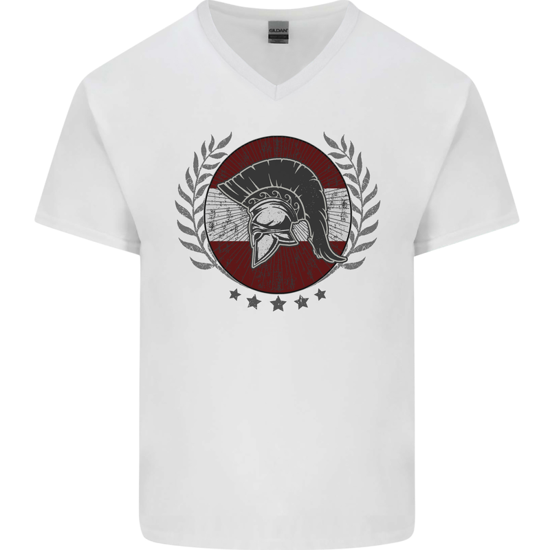 Austria Bodybuilding Flag Gym Training Austrian Mens V-Neck Cotton T-Shirt White