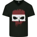 Austrian Skull Austria Gym Flag Biker Mens V-Neck Cotton T-Shirt Black