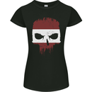 Austrian Skull Austria Gym Flag Biker Womens Petite Cut T-Shirt Black