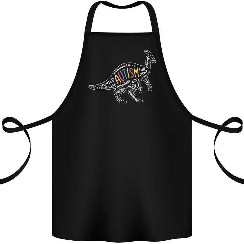 Autism Dinosaur Cotton Apron 100% Organic Black