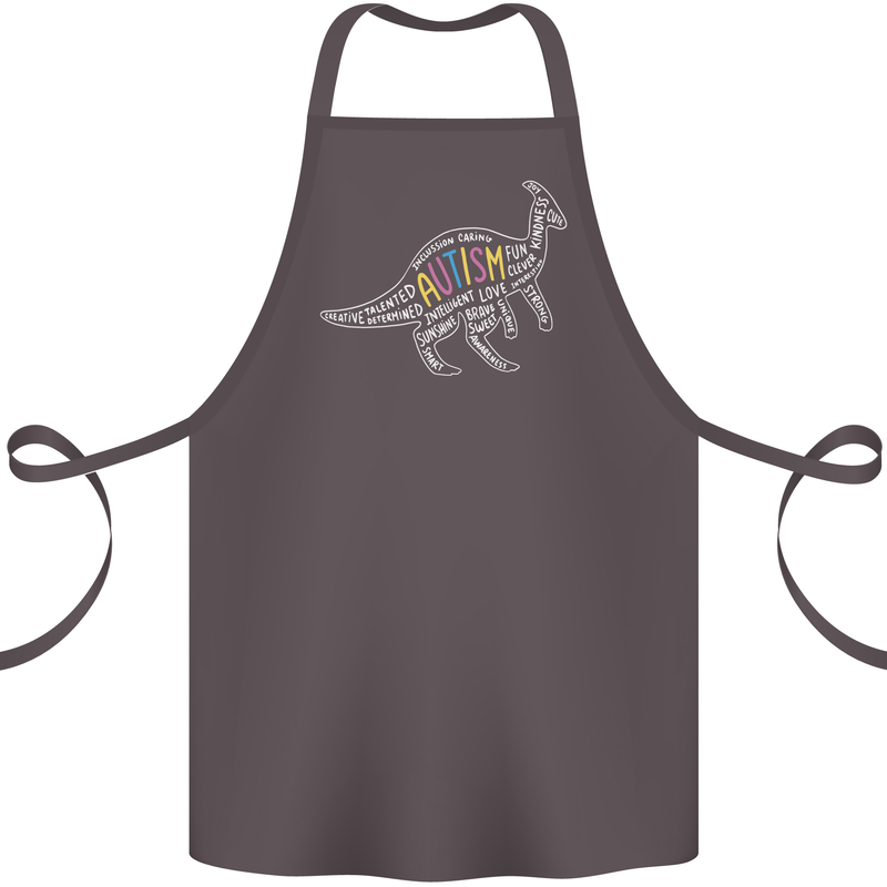 Autism Dinosaur Cotton Apron 100% Organic Dark Grey