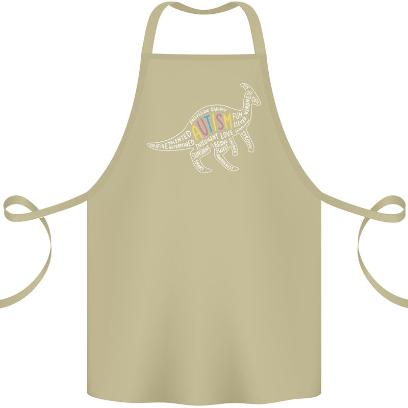 Autism Dinosaur Cotton Apron 100% Organic Khaki