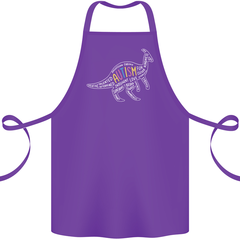 Autism Dinosaur Cotton Apron 100% Organic Purple