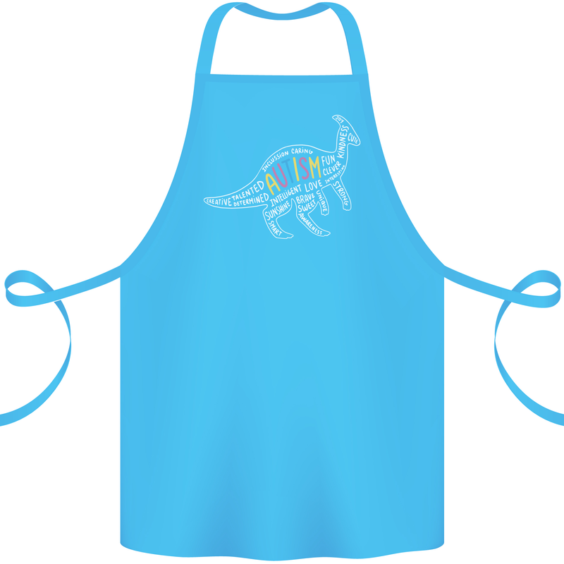 Autism Dinosaur Cotton Apron 100% Organic Turquoise