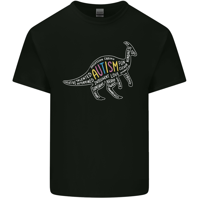 Autism Dinosaur Mens Cotton T-Shirt Tee Top Black