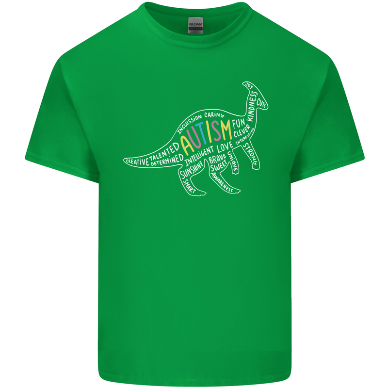 Autism Dinosaur Mens Cotton T-Shirt Tee Top Irish Green