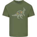 Autism Dinosaur Mens Cotton T-Shirt Tee Top Military Green