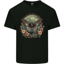 Autumn Butterfly and Flowers Mens Cotton T-Shirt Tee Top Black