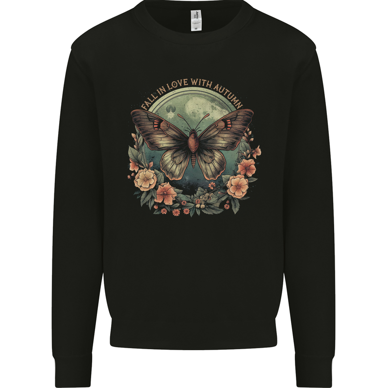 Autumn Butterfly and Flowers Mens Sweatshirt Jumper Black