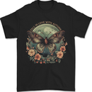 Autumn Butterfly and Flowers Mens T-Shirt 100% Cotton Black