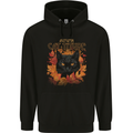 Autumn Catitude Cat Mens 80% Cotton Hoodie Black