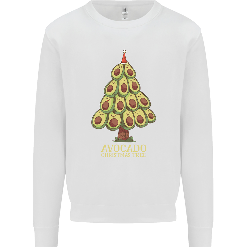 Avocado Christmas Tree Xmas Funny Food Kids Sweatshirt Jumper White