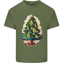 Avocado Christmas Tree Xmas Mens Cotton T-Shirt Tee Top Military Green