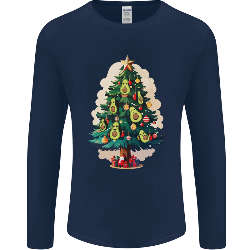 Avocado Christmas Tree Xmas Mens Long Sleeve T-Shirt Navy Blue