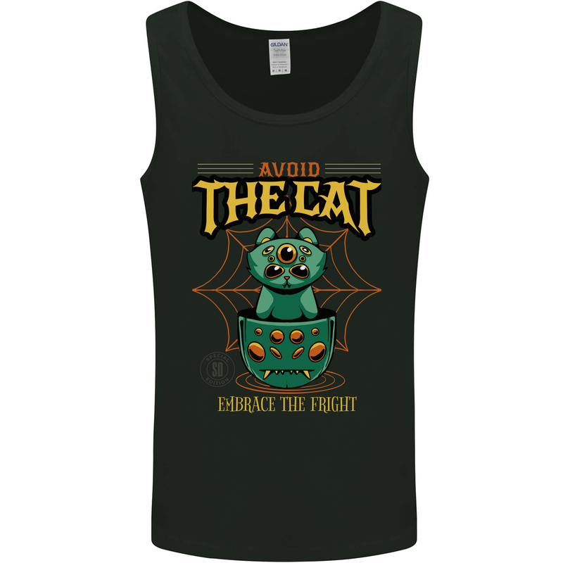 Avoid the Cat Funny Halloween Satanic Demon Mens Vest Tank Top Black
