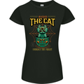 Avoid the Cat Funny Halloween Satanic Demon Womens Petite Cut T-Shirt Black