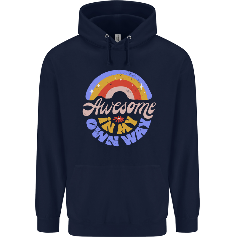 Awesome in My Own Way Different Autistic Childrens Kids Hoodie Navy Blue