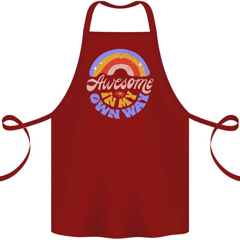 Awesome in My Own Way Different Autistic Cotton Apron 100% Organic Maroon