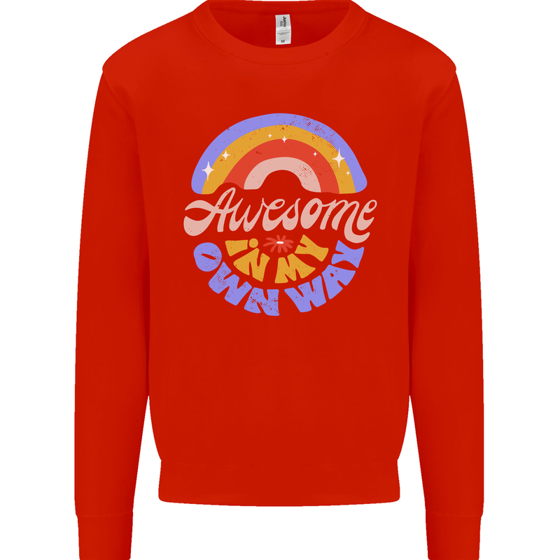 Awesome in My Own Way Different Autistic Kids Sweatshirt Jumper Bright Red
