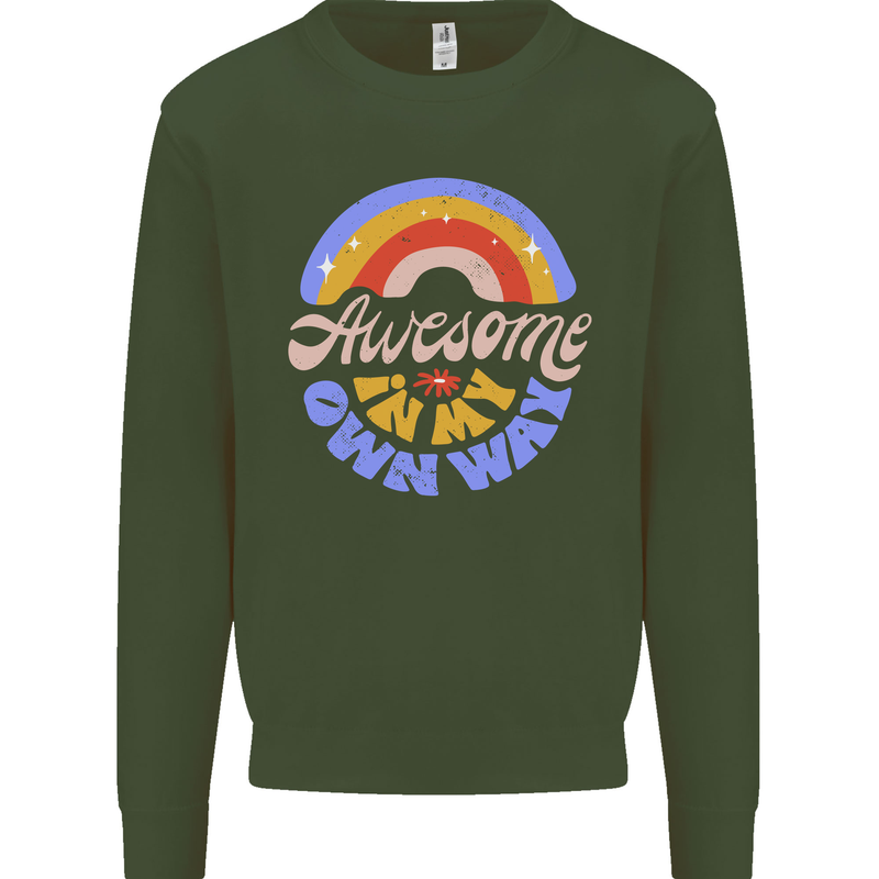 Awesome in My Own Way Different Autistic Kids Sweatshirt Jumper Forest Green