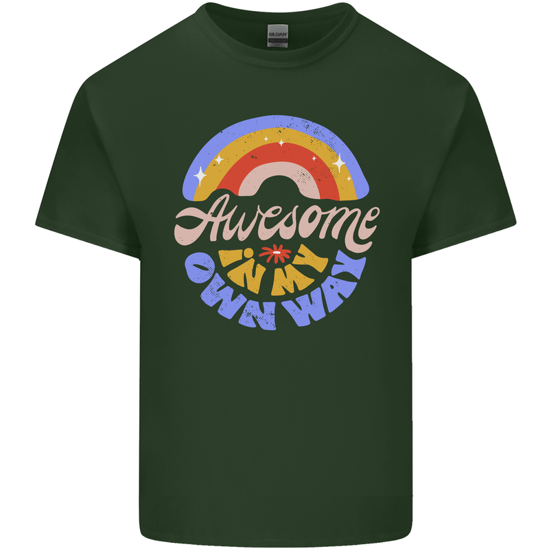Awesome in My Own Way Different Autistic Mens Cotton T-Shirt Tee Top Forest Green