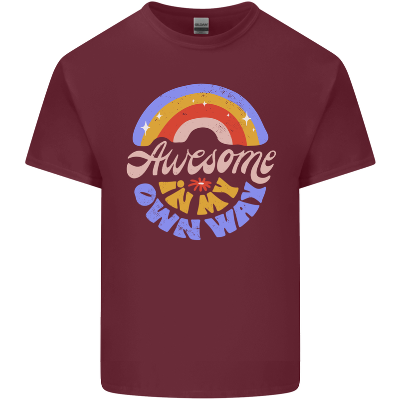 Awesome in My Own Way Different Autistic Mens Cotton T-Shirt Tee Top Maroon