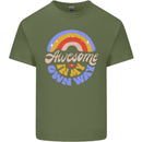 Awesome in My Own Way Different Autistic Mens Cotton T-Shirt Tee Top Military Green