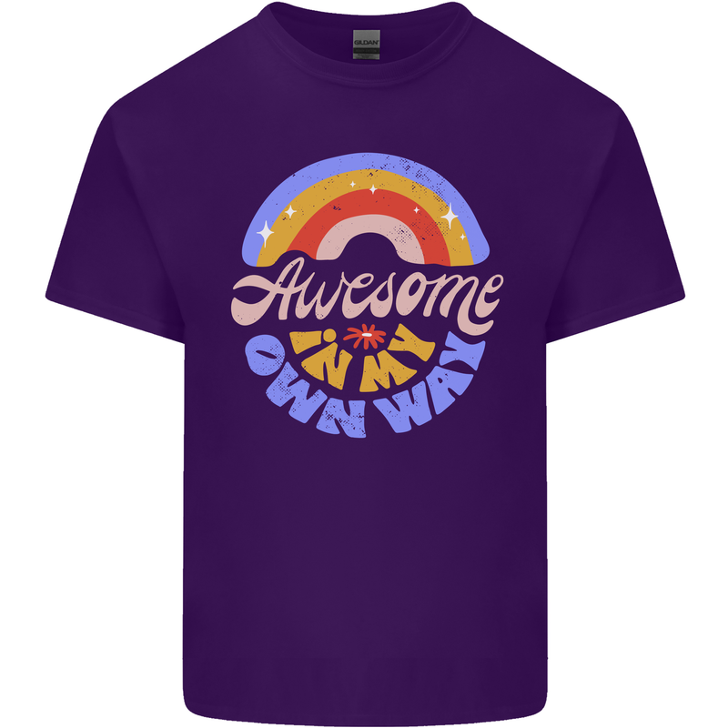 Awesome in My Own Way Different Autistic Mens Cotton T-Shirt Tee Top Purple