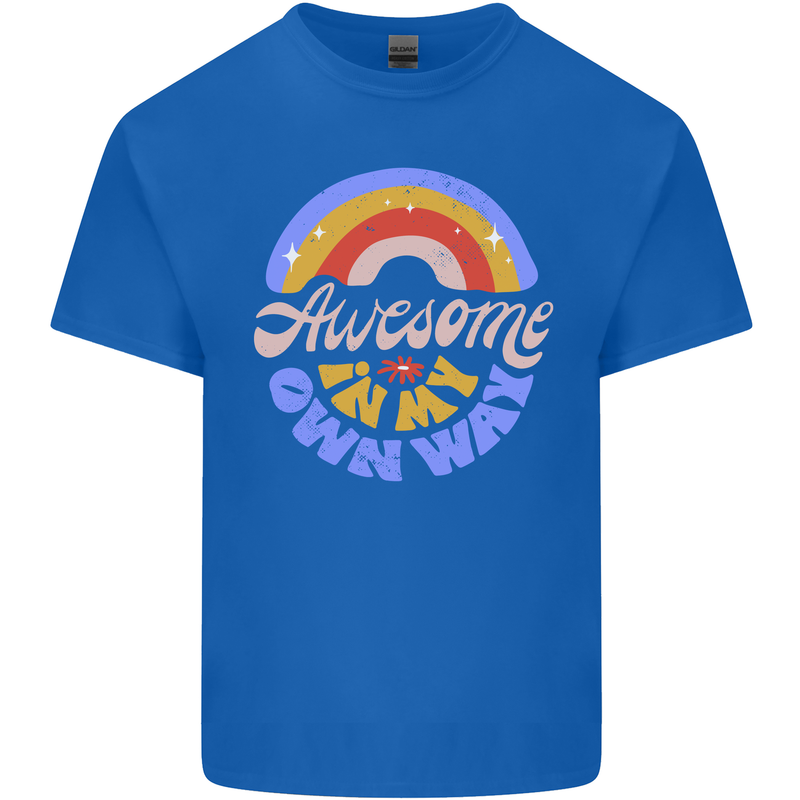 Awesome in My Own Way Different Autistic Mens Cotton T-Shirt Tee Top Royal Blue