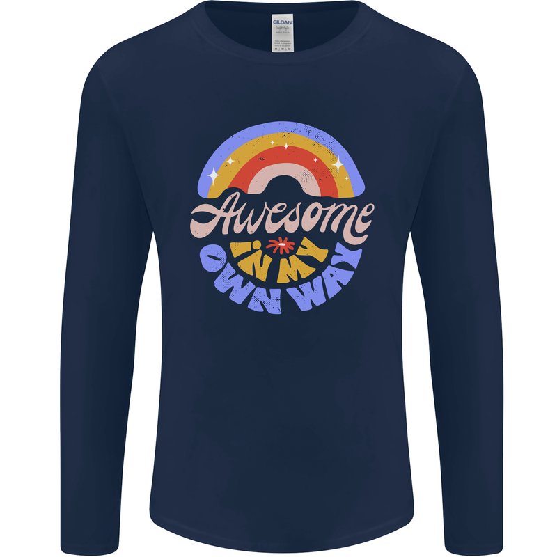 Awesome in My Own Way Different Autistic Mens Long Sleeve T-Shirt Navy Blue