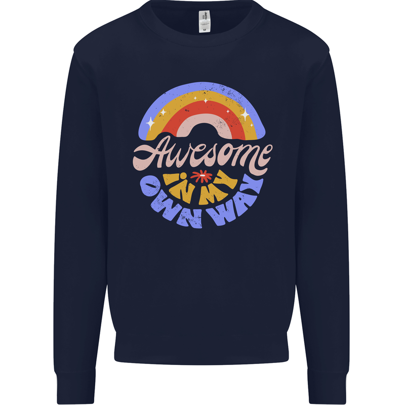 Awesome in My Own Way Different Autistic Mens Sweatshirt Jumper Navy Blue