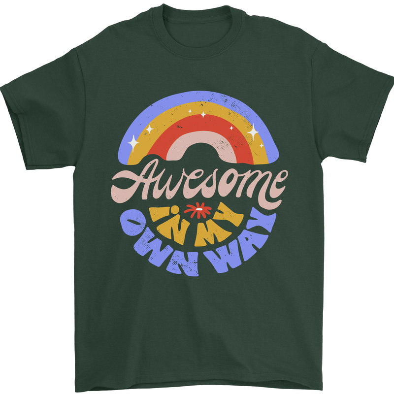 Awesome in My Own Way Different Autistic Mens T-Shirt 100% Cotton Forest Green