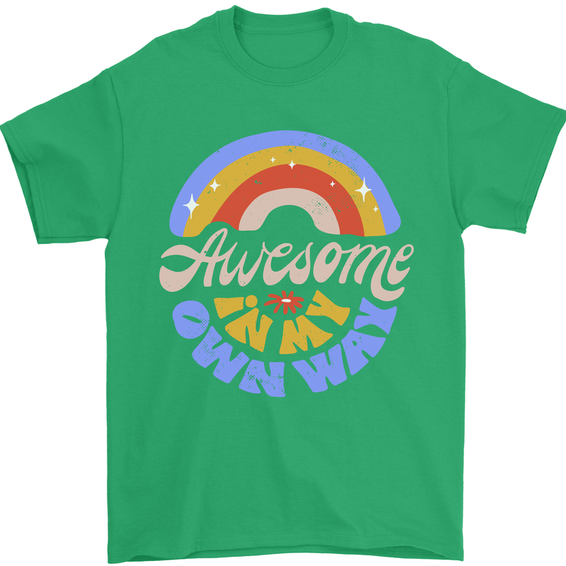 Awesome in My Own Way Different Autistic Mens T-Shirt 100% Cotton Irish Green